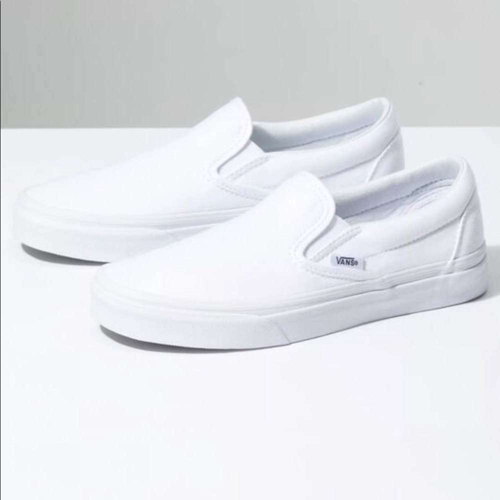 White Slip On Vans